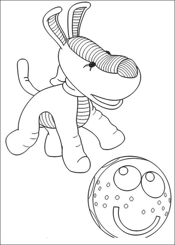 The Dog Is Playing With Ball  Coloring Page